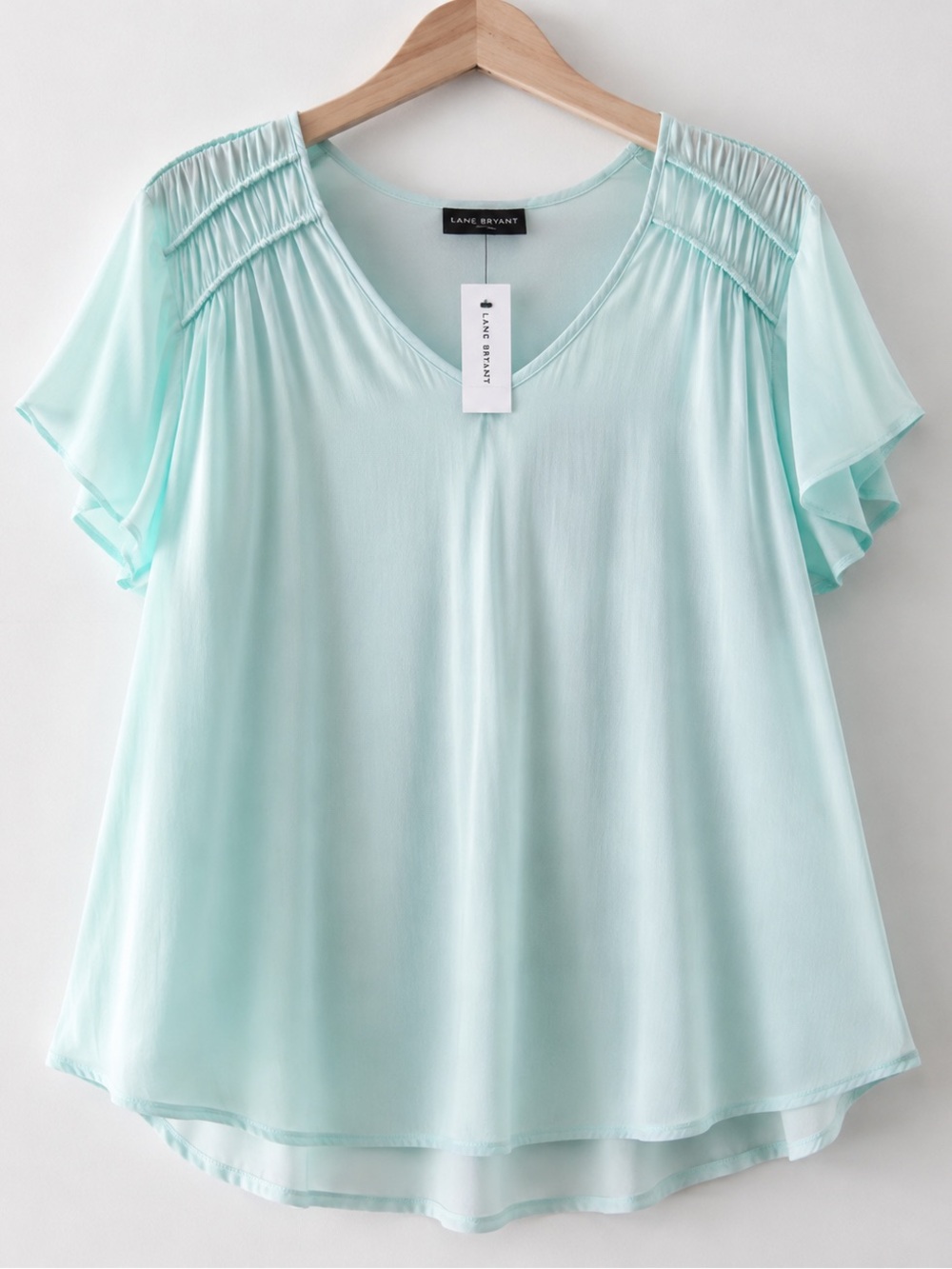 Lane Bryant Light Mint V-Neck Flutter Sleeve Top NWT